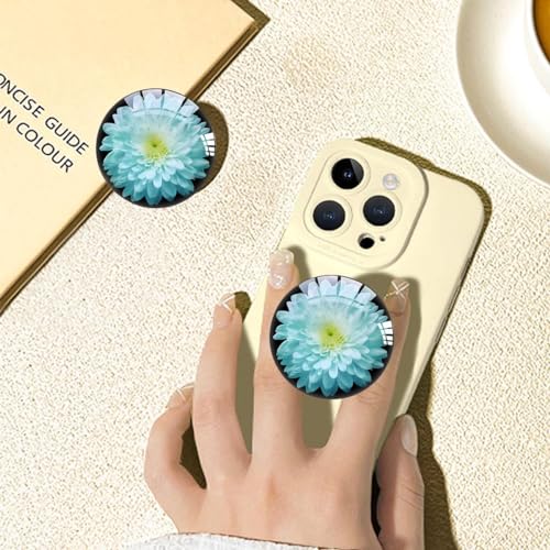 Translucent Clear Phone Grip with Expanding Kickstand,Cell Phone Collapsible Stand Blue Daisy Flower Design for Smartphones