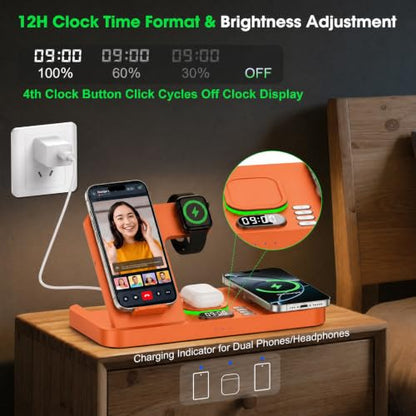 Dual Phone Foldable Wireless Charging Station for Apple, Couple&Family Use - color: Orange