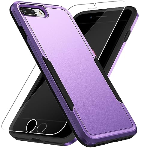 for iPhone 8 Plus Case, iPhone 7 Plus Case,with HD Screen Protector,[Military Grade Drop Tested] Heavy-Duty Tough Rugged Shockproof Protective Phone Case for iPhone 7 Plus /iPhone 8 Plus 5.5”, Purple - color: Purple