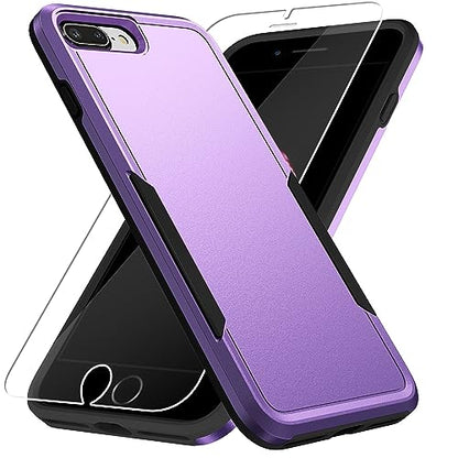 for iPhone 8 Plus Case, iPhone 7 Plus Case,with HD Screen Protector,[Military Grade Drop Tested] Heavy-Duty Tough Rugged Shockproof Protective Phone Case for iPhone 7 Plus /iPhone 8 Plus 5.5”, Purple - color: Purple