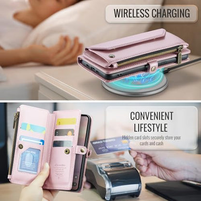 for Google Pixel 10a 6.3" Case, Women Men Multi-Function Wallet Case with Stand RFID Blocking Includes Shoulder Strap Wrist Strap Google Pixel 10a (Pink) - color: Pink