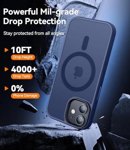 CANSHN Magnetic for iPhone 12 Case/iPhone 12 Pro Case, Deep Blue | Translucent Matte, Compatible with MagSafe, Heavy Duty Protection, Scratch Resistant, Slim Fit, Pocket Friendly - color: Matte Magnetic & Deep Blue