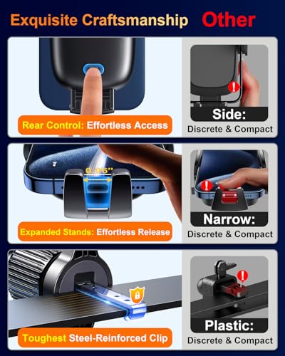 Qifutan Phone Holders for Your Car Cell Phone Mount for Car Mount Windshield Dashboard Air Vent Universal Hands Free Automobile Cell Phone Holder Fit for iPhone Smartphone Camera Mounts - color: Black-E