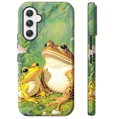 Golden Frogs Phone Case for Samsung Galaxy S25, Dual Layer Shockproof Rugged Cover with Soft TPU + Hard PC, Anti-Scratch Slim Fit Wireless Charging Compatible - color: Golden Frogs, size: 6.2" Galaxy S25