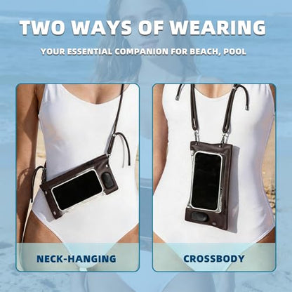 Vacuum Waterproof Phone Pouch - IPX8 Professional Cell Phone Dry Bag with Lanyard, Essential for Beach & Cruise, Universal Waterproof Case Fits All Smartphones up to 7.7" (1, Brown) - color: Brown