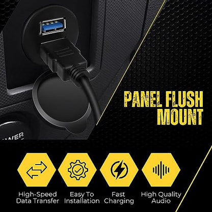 TNP Dual USB 3.0 Flush Panel Mount Extension Cable for Car Dash, 6 ft - size: 2 Ports USB3.0 (6 Feet)