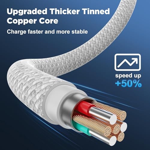 USB C to USBC Fast Charging Cable for Apple 10ft,2Pack Extra Long - color: Silver