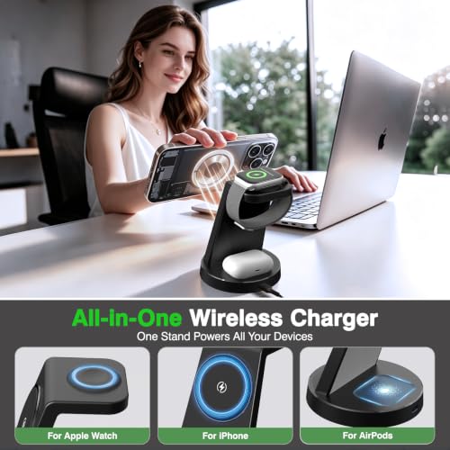 25W Fast Desktop 3 in 1 Magnetic Wireless Charging Stand Station