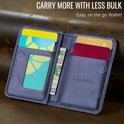 Vinich for MagSafe Wallet Magnetic RFID Blocking Card Holder, Dark Blue - color: Luxury Fashion Blue