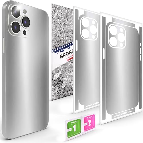 2Pcs Skin Wrap Compatible for iPhone 15 Pro – Slim Decal Vinyl Protective Film for Sides & Back – Sleek Fit, Premium Look – Compatible with All iPhone 15 Pro Cases - Silver - color: Silver