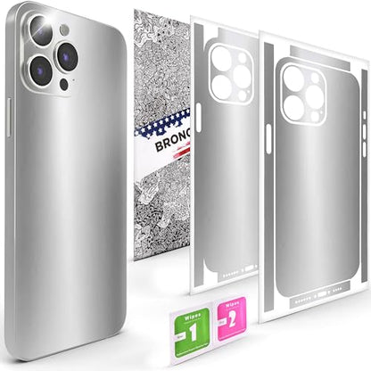 2Pcs Skin Wrap Compatible for iPhone 15 Pro – Slim Decal Vinyl Protective Film for Sides & Back – Sleek Fit, Premium Look – Compatible with All iPhone 15 Pro Cases - Silver - color: Silver
