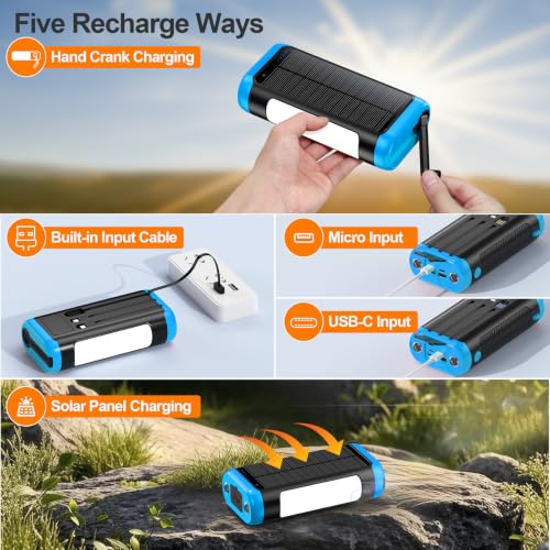 Solar Power Bank Portable Charger 66800mAh Battery Pack for Camping(Blue) - color: Blue