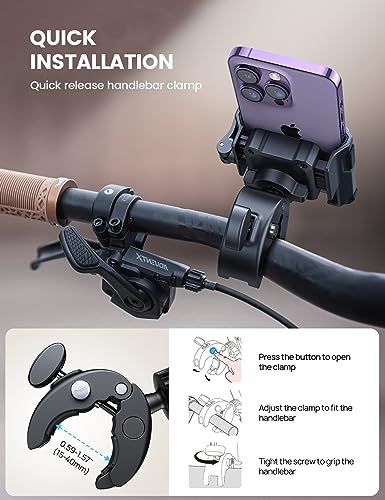 Lamicall Motorcycle Bike Phone Mount, 1s Lock Bike Phone Holder - color: Black