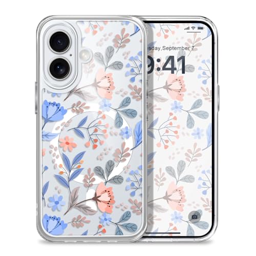 for iPhone 17 Case, Ultra Thin Magnetic Hard Clear Compatible with MagSafe for iPhone 17 Phone Cover 6.3 inch, Flower Branch - color: Flower Branch, size: for iPhone 17