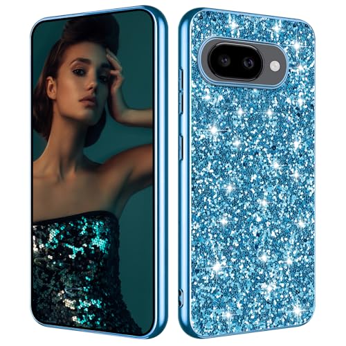 Glitter Case for Google Pixel 10A Phone Case for Women Girls, Slim Ultra Thin Matte Back Shockproof Protective Cover for Google Pixel 10A 5G Crystal Bling Case (Blue) - color: Blue