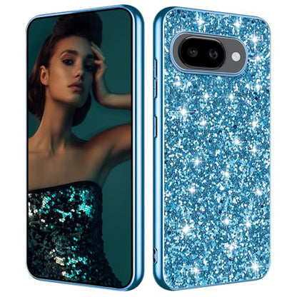 Glitter Case for Google Pixel 10A Phone Case for Women Girls, Slim Ultra Thin Matte Back Shockproof Protective Cover for Google Pixel 10A 5G Crystal Bling Case (Blue) - color: Blue