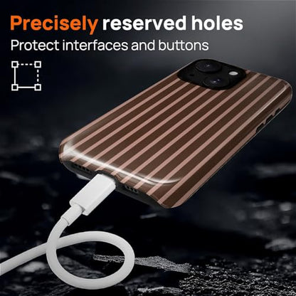 Magnetic for iPhone 14 Plus Case,[Compatible with Magsafe] Dual Layer Protective Heavy Duty Shockproof Rugged Drop Protection Bumper Hybrid Case- Aesthetic Striped Brown - color: Aesthetic Striped Brown, size: iPhone 14 Plus
