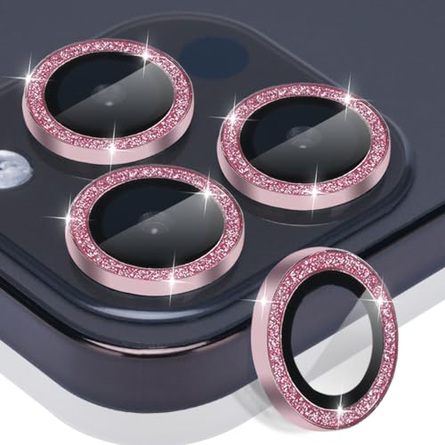 Camera Lens Protector for iPhone 15 Pro/15 Pro Max, Glitter Pink - color: Glitter Pink