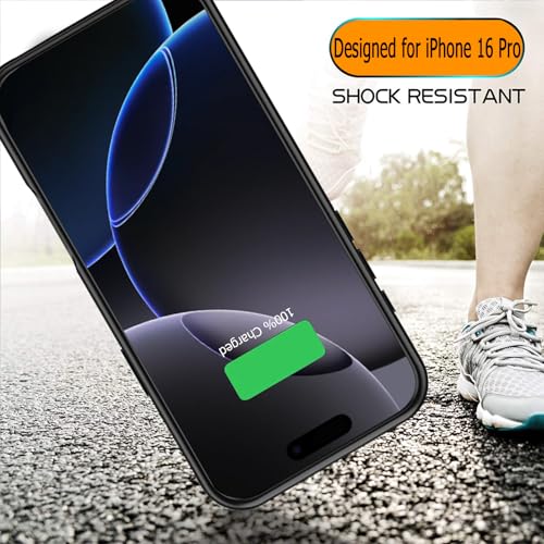 Battery Case for iPhone 16 Pro, Full Encircle 10000mAh High Capacity Rechargeable Portable Charger Case Extended Battery Pack for iPhone 16 Pro (6.3 inch) Wireless Charging Cover with Carplay-Black - size: iPhone 16 Pro (6.3 inch)
