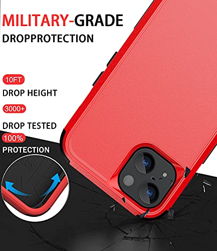 Diverbox for iPhone 13 Case [Shockproof] [Dropproof] [Dust-Proof],Heavy Duty Protection Phone Case Cover for Apple iPhone 13 (Red) - color: 13-Red