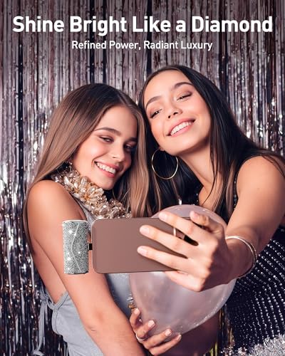 iWALK Upgraded Sparkly Portable Charger 22.5W, 5000mAh Power Bank for iPhone 18 Pro/17/16/15 Series, Mini Battery Pack with Built-in USB-C Connector Compatible with Samsung S25/24, iPad Air, AirPods - color: Silver