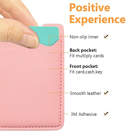 Phone Card Holder, 2-Pack Stick-On Wallet for iPhone, Samsung - Pink - color: Pink