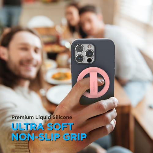 Encased Magnetic Phone Grip Holder Thin Silicone Finger Loop Ring Compatible with iPhone (Blush Pink) - color: Blush Pink