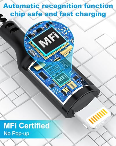 16 FT iPhone Charger Cord, USB-A to Lightning Extra Long Charging Cable, Apple MFi Certified Braided Cable for iPhone, iPad