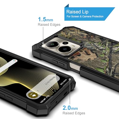 for Cricket Outlast 5G 2024 Case (SN509C),AT&T Motivate Pro 5G (SN509A) w/[Built-in Screen Protector] Dual Layer Shockproof [Military-Grade][Full-Body] Protective Cover Women Man Hunt Tree Camo Leaf - color: BLD IN TREE BROWN