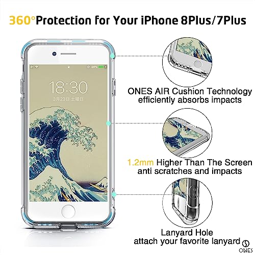 ONES for iPhone 8 Plus/7 Plus Case Clear, Slim Soft TPU Silicone Cover, Military Drop Protective Thin Phone Bumper Case with Shockproof Airbags, Yellowing Resistant, Transparent - color: HD High Transparency, size: iPhone 8Plus / 7Plus