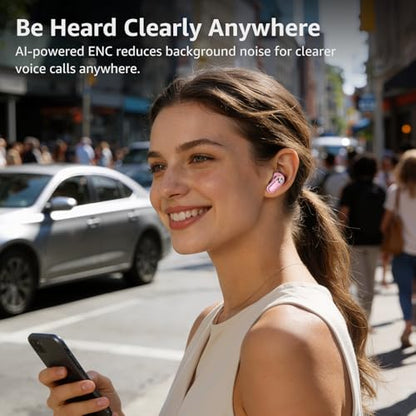 TOZO Crystal Pods Hybrid Active Noise Cancelling Wireless Earbuds, Pink - color: Pink