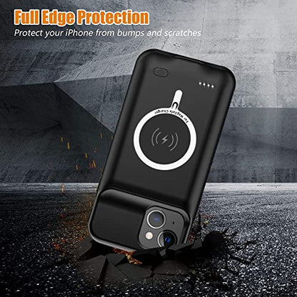 Battery Case for iPhone 14, Upgraded 10000mAh High-Capacity Protective Rechargeable Extended Battery Charger Cover Compatible with iPhone 14 (6.1 inch) Wireless Charging Case Support Carplay - Black - size: iPhone 14