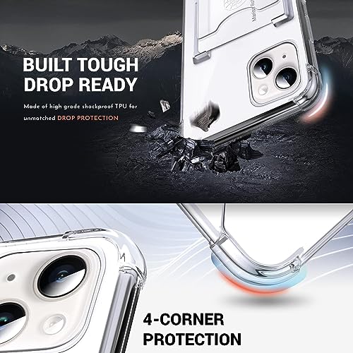 Shields Up for iPhone 14 Case with Card Holder Stand, 6.1", Clear - color: Clear, size: iPhone 14