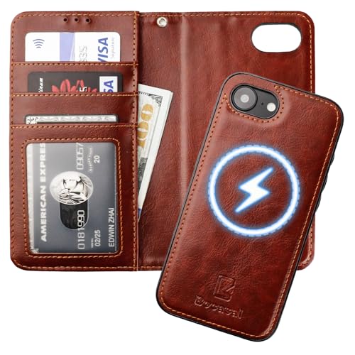 Bocasal for MagSafe Wallet Case Card Holder for iPhone 17e/16e, Brown - color: Brown for MagSafe