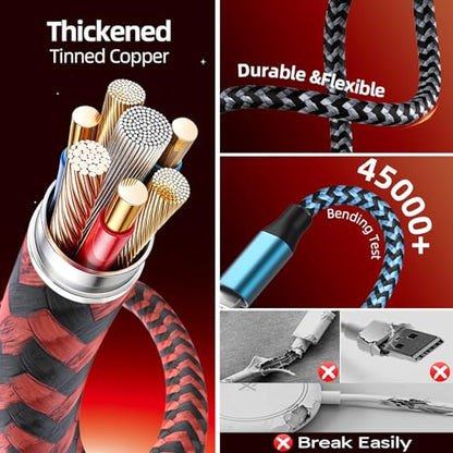 Cruise Essentials 2026, 4 in 2 Multi Charging Cable for Apple Watch Charger - color: Red&Black, size: AC to 2C+L+iWatch