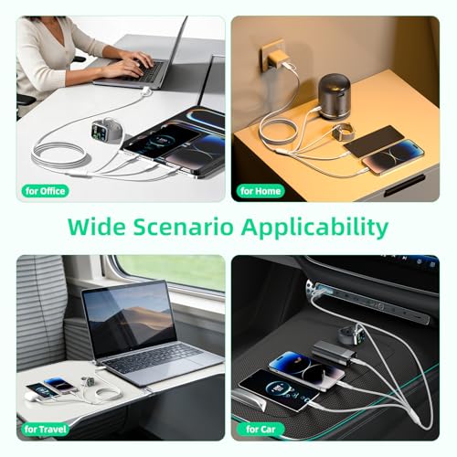 A-Pce 4-in-2 Multi Charging Cable with Smartwatch Charging, White-6FT - color: White, size: 6FT