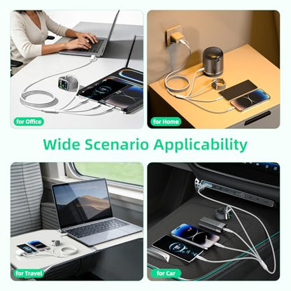 A-Pce 4-in-2 Multi Charging Cable with Smartwatch Charging, White-6FT - color: White, size: 6FT