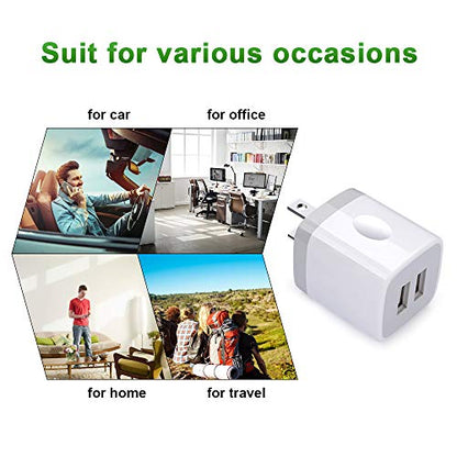 Fast Charging Block,GiGreen 5Pack Dual Port USB Outlet Plug Wall Charger - color: white