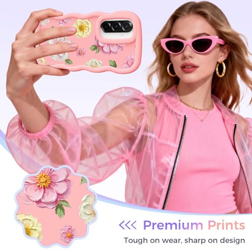 for Galaxy A36 Phone Case, Wavy Soft TPU, Pink-Large Flower | Wavy Frame Design, Soft Slim TPU, Full Camera Lens Protection, Shockproof Phone Cover - color: Pink-Large Flower, size: Samsung A36