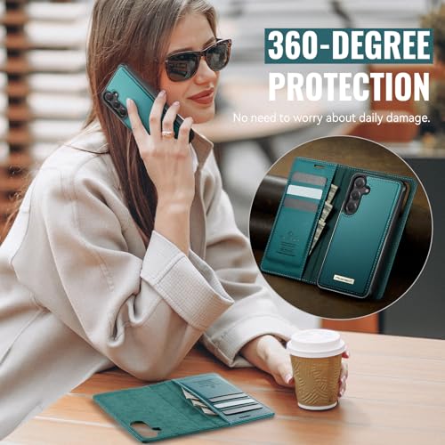 for Samsung Galaxy S26 Plus 2in1 Detachable Wallet Case, Bluegreen | Compatible with Magsafe, Magnetic, RFID Blocking Card Holder, Shockproof, Kickstand, Wireless Charging, PU Leather Flip Cover - color: (Detachable 2 in 1)-Blue Green, size: Galaxy S26 Pl