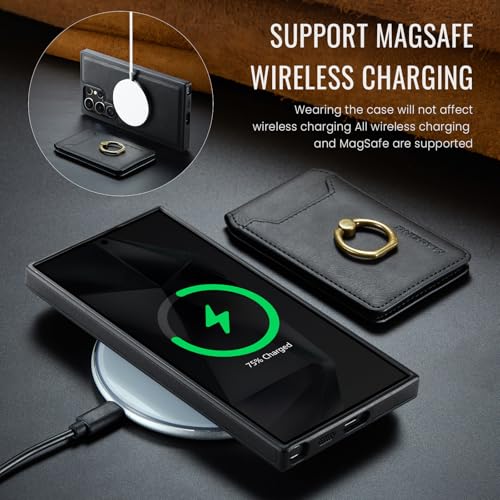 for Samsung Galaxy S26 Ultra 2 in 1 Detachable Card Bag Wallet Case Durable Leather Wallets Magnetic Card Holder 4 Card Slots Ring Stand RFID Blocking Black - color: Black, size: Samsung Galaxy S26 Ultra