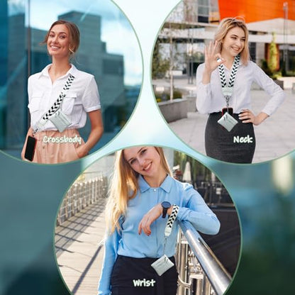 Clip and Go Phone Strap with Wallet Crossbody, Phone Chain Cross Body with Detachable Zippered Pouch, Phone Lanyard with Purse, Adjustable Mobile Strap (White) - color: White