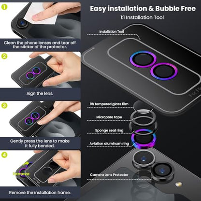 WSKEN for Z Flip 7 Camera Lens Protector Case Cover - Anti Reflective - color: Colorful