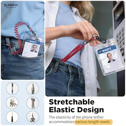 SURPHY Anti Theft Phone Strap, Phone Lanyard, Sturdy Steel Wire Keychain - color: P1- Red