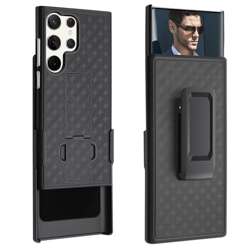 Fingic for Samsung Galaxy S24 Ultra Case with Belt Clip Holster Kickstand | Slim Combo Shell with Swivel Holster Rugged Shockproof Antiscratch Full Body Protective for Galaxy S24 Ultra 6.8" 2024,Black - size: For Samsung Galaxy S24 Ultra(6.8 inch 2024）