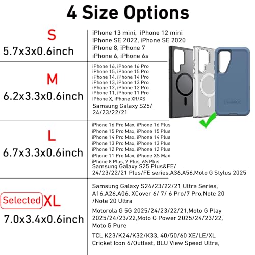 DPS Cell Phone Holster for Samsung Galaxy S24/23/22/21 Ultra, A17/A16/A26,Moto G/G Power,Belt Holder Case with Clip,Rugged Nylon Carrying Pouch w Card Holder (Fits Otterbox Cover on),Black,(X-Large) - size: X-Large