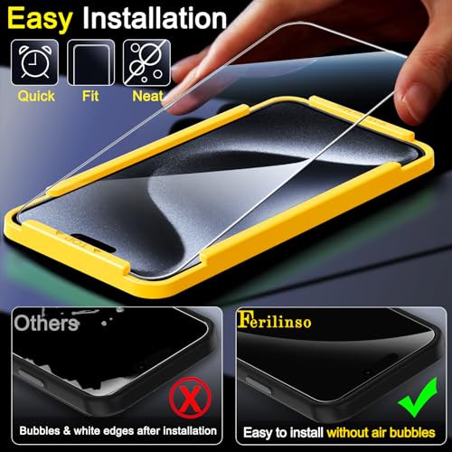 Ferilinso 3 Pack Screen Protector for iPhone 15 Pro Max, Tempered Glass - size: iPhone 15 Pro Max 6.7 INCH