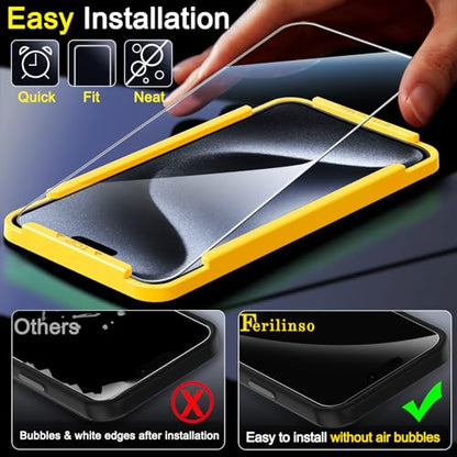 Ferilinso 3 Pack Screen Protector for iPhone 15 Pro Max, Tempered Glass - size: iPhone 15 Pro Max 6.7 INCH