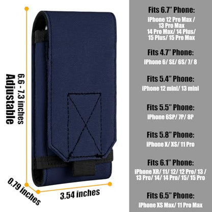 Tactical Molle Phone Holster Pouch, Universal Belt Waist Bag for iPhone 17 Pro Max/17 Pro/17/16 Pro Max/15 Pro Max/14 Pro Max/13/12, Samsung S25 Ultra/S24/S23, Size L - color: Deep Blue(2 Pack)
