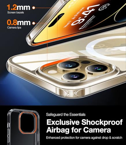 TORRAS Stronger Magnetic for iPhone 14 Pro Case, Never Yellow, Clear Back | Compatible with MagSafe, 12 FT Military Grade Drop Tested, Protective Slim Thin Case for iPhone 14 Pro Phone Case - color: Clear